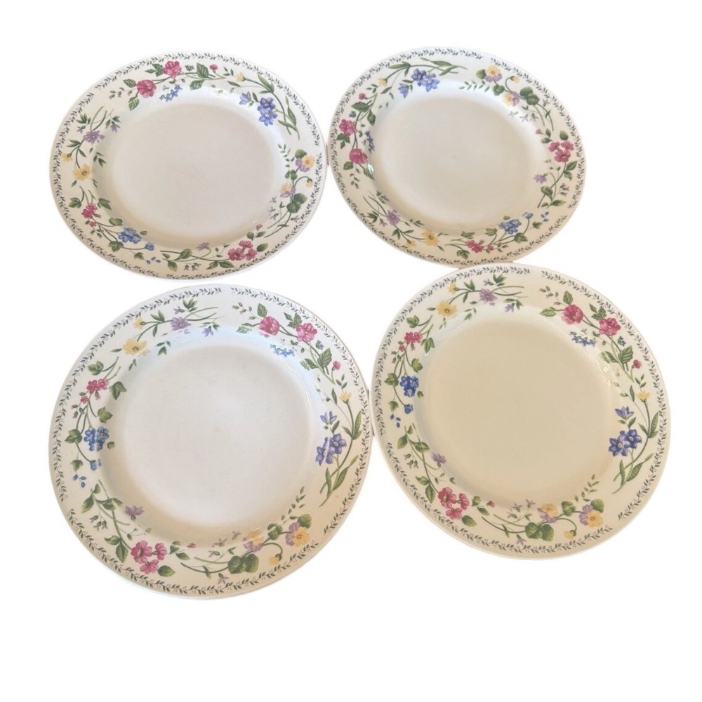 Farberware‎ English Garden Dinner Plates Stoneware Floral Set of 4 10.25"